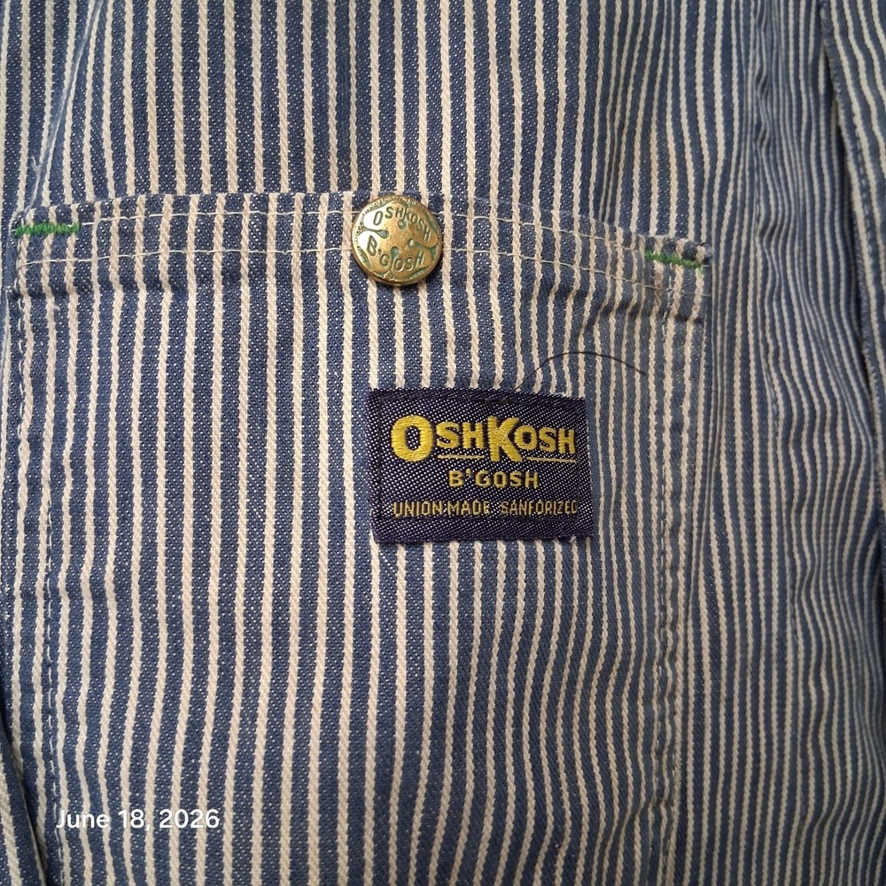 Vintage 1970s Oshkosh B Gosh Hickory Stripe Chore Coat Size 44 Large Railroad - Picture 5 of 14